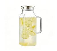 Bouteille d'eau en verre, bouilloire de 2 litres avec poignée et couvercle, capacité du pichet en verre, convient pour jus, thé, café, limonade, lait, réfrigérateur, comptoir, camping, barbecue
