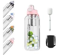 Bouteille d'eau en verre de 1,5 litre avec filtre et brosse, bouteille d'eau en verre borosilicate transparent, bouteille de sport étanche, bouteille d'eau pour fitness, randonnée