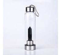 Bouteille D'eau En Verre De Gemme Réutilisable Naturel Bouteille D'eau À Quartz En Cristal D'obsidien Noir Portable Point Reiki Guérir L'obélisque Bague Rock Tasse D'eau Infusée À L'énergie Énergie
