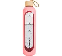 Bouteille d'eau en verre Wessper avec housse en silicone, Bouteille d'eau avec repères temporels, Bouteille d'eau transparente en verre borosilicaté, Surveillance de votre consommation d'eau quotidien