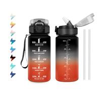Bouteille d'eau Enfant 500ml, Gourde avec Paille, Anti Fuite, Graduée pour 1 Journee, Facile à Transporter, Gourde Motivation avec Marqueur de Temps, Verrou de Sécurité, pour École, Camping, Bureau