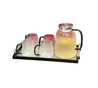 Bouteille d'eau froide en verre Star Diamond pour la maison, simple et pratique - (1 pot de 4 tasses + plateau) boîte de couleur.