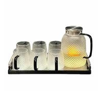 Bouteille d'eau froide en verre Star Diamond pour la maison, simple et pratique - (1 pot de 6 tasses + plateau) boîte de couleur.