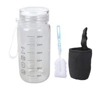 Bouteille d'eau graduée en verre avec mesures de 300 ml de contenance pour le sport, bouteille en verre pour boissons chaudes/froides