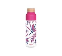 Bouteille d'Eau Ice 840ml avec Bouchon Bois et Motif Feuillage Stylisé Rose