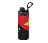 Bouteille d'eau imprimée drapeau de la Papouasie-Nouvelle-Guinée de 532 ml, garde les boissons chaudes ou froides, adaptée pour la course, l'alpinisme, le cyclisme et la randonnée en plein air.