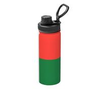Bouteille d'eau imprimée drapeau de Madagascar de 532 ml, garde les boissons chaudes ou froides, adaptée pour la course, l'alpinisme, le cyclisme et la randonnée en plein air.