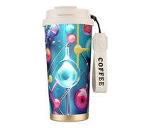 Bouteille d'eau isotherme 3D en acier inoxydable pour homme et femme avec couvercle à pailles, anti-fuite, blanc