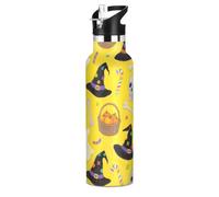 Bouteille d'eau isotherme à double paroi avec paille, motif citrouille, fantôme, orange, pour Halloween, étanche, sans BPA, pour l'école, garçons et filles, termo para cafe 24 horas caliente