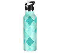 Bouteille d'eau isotherme anti-fuite pour enfants de 591 ml, sans BPA, grille turquoise sarcelle