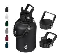 Bouteille d'eau isotherme avec 3 couvercles Noir 1400 ml