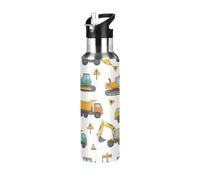 Bouteille d'eau isotherme avec motif de véhicules de chantier, 947,2 g, anti-fuite, sans BPA