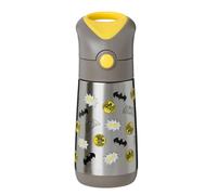 Bouteille d'eau isotherme Batman par b.box de 355 ml pour enfants : garde les boissons froides jusqu'à 8 heures, chaude jusqu'à 6 heures. Bouteille à triple paroi en acier inoxydable pour enfants avec