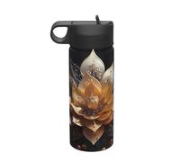 Bouteille d'eau isotherme blanche en forme de fleur de lotus - En acier inoxydable - 532 ml - Convient pour le camping, le fitness, la randonnée en plein air