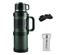 Bouteille d'eau isotherme de 2500 ml, en acier inoxydable 316, double paroi d'isolation sous vide, avec infuseur à thé et joint d'étanchéité, résistante aux fuites, nettoyage facile, vert