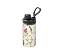 Bouteille d'eau isotherme de 355 ml avec imprimé orchidées printanières et fleurs sauvages, tasse à eau pour voyage, sport, espace à large goulot, acier inoxydable