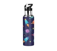 Bouteille d'eau isotherme de 946,2 g, anti-fuite, pour salle de sport, plein air, voyage, école, fusées colorées
