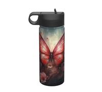 Bouteille d'eau isotherme de voyage avec fleur et papillon (532 ml) - Indispensable pour le camping, le fitness et la randonnée