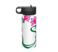 Bouteille d'eau isotherme de voyage en acier inoxydable avec motif fleur de lotus 532 ml
