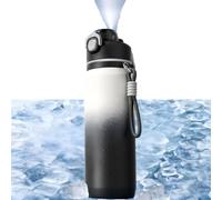 Bouteille d'eau isotherme en acier inoxydable 800/1000 ml avec fonction de pulvérisation de brumisation, idéale pour l'extérieur, le cyclisme et le sport Noir 1000 ml