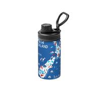 Bouteille d'eau isotherme en acier inoxydable avec carte de la Nouvelle-Zélande avec animaux 355 ml Idéal pour les voyages