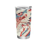 Bouteille d'eau isotherme en acier inoxydable avec couvercle, motif dragon de dessin animé 4 juillet, tasse à café simple et moderne avec couvercle, 591 ml
