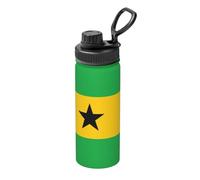 Bouteille d'eau isotherme en acier inoxydable avec drapeau de Sao Tomé-et-Principe - 532 ml - Pour sports de plein air, camping, gym, sport