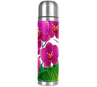 Bouteille d'eau isotherme en acier inoxydable avec fleurs d'orchidée florale avec colibri et papillons, Gourde 500 ml pour le bureau, l'école, les voyages