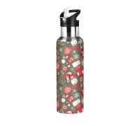 Bouteille d'eau isotherme en acier inoxydable avec icônes de Noël classiques et flocons de neige, 591 ml, anti-fuite, sans BPA, bouteille d'eau de sport
