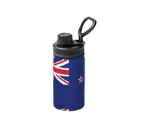 Bouteille d'eau isotherme en acier inoxydable avec large goulot - Motif drapeau de la Nouvelle-Zélande - 355 ml