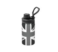 Bouteille d'eau isotherme en acier inoxydable avec large goulot - Motif drapeau national du Royaume-Uni - 355 ml