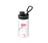 Bouteille d'eau isotherme en acier inoxydable avec motif flamants roses sur blanc, 355 ml, pour l'école, l'extérieur
