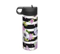 Bouteille d'eau isotherme en acier inoxydable avec motif fleur et papillon 532 ml