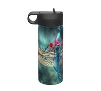 Bouteille d'eau isotherme en acier inoxydable avec motif libellule sur la fleur 532 ml