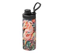Bouteille d'eau isotherme en acier inoxydable avec motif licorne rose, 532 ml, idéale pour les sports de plein air, le camping, la salle de sport