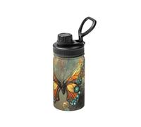 Bouteille d'eau isotherme en acier inoxydable avec motif papillon et diamant 355 ml