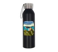 Bouteille d'eau isotherme en acier inoxydable avec motif parc national des îles anglo-normandes