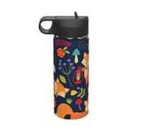 Bouteille d'eau isotherme en acier inoxydable avec motif renard et fleur - 532 ml