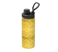 Bouteille d'eau isotherme en acier inoxydable avec tranches de citron de 532 ml, bouteille d'eau isotherme sous vide, adaptée pour les sports de plein air, le camping, la salle de sport