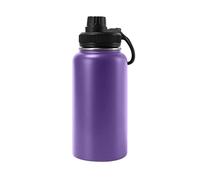 Bouteille d'eau isotherme en acier inoxydable de 355 ml avec poignée, double paroi, anti-fuite, garde le froid et le chaud, grande ouverture, pour sports de plein air (violet)