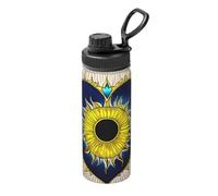 Bouteille d'eau isotherme en acier inoxydable de 532 ml avec motif de cœur et soleil de dessin animé, convient pour les sports de plein air, le camping, la gym, le sport