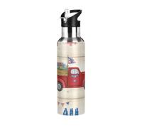 Bouteille d'eau isotherme en acier inoxydable de 591 ml, étanche pour salle de sport, extérieur, voyage, école, camion vintage 400 juillet