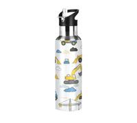 Bouteille d'eau isotherme en acier inoxydable de 591 ml, sans BPA, pour gym, extérieur, voyage, école, véhicules de construction, tracteurs