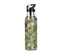 Bouteille d'eau isotherme en acier inoxydable de 591 ml, sans BPA, pour salle de sport, plein air, voyage, école, camouflage vert