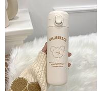 Bouteille d'eau isotherme en acier inoxydable Kawaii de 450 ml avec sac - Sans BPA - Motif ours mignon - Avec autocollants - Pour adolescentes, filles, enfants, école de sport (A, 450 ml)