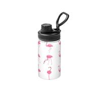 Bouteille d'eau isotherme en acier inoxydable, motif flamants roses sur blanc, 355 ml, idéale pour les voyages