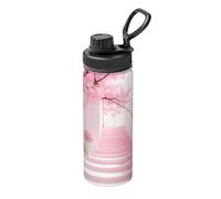 Bouteille d'eau isotherme en acier inoxydable pour escalier en forme de fleur de cerisier rose, 532 ml, convient pour les sports de plein air, le camping, la salle de sport