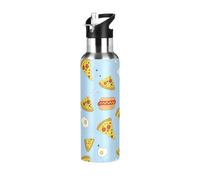 Bouteille d'eau isotherme en acier inoxydable pour pizza, anti-fuite, anti-transpiration, avec paille pour la gym, le sport en plein air, 1 000 ml
