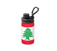 Bouteille d'eau isotherme en métal avec motif drapeau du Liban, 355 ml, en acier inoxydable, garde au froid et au chaud