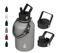 Bouteille d'eau isotherme grise Gourde avec 3 couvercles 1,4 l